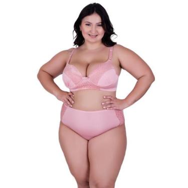 Imagem de Conjunto Sutiã e Calcinha Lingerie Plus Size Cós Alto com Detalhe de R