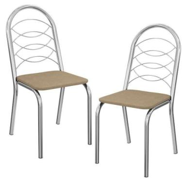 Imagem de Kit 2 Cadeiras Kappesberg Cromada Sala Jantar Capuccino