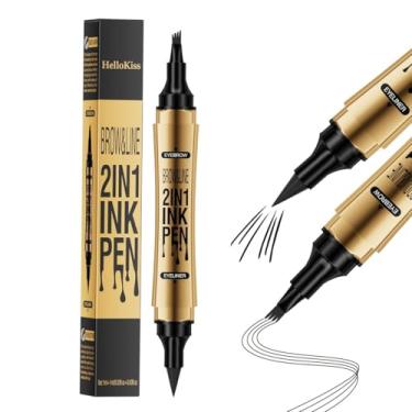 Imagem de Lápis de sobrancelha, impermeável, microblading, caneta de sobrancelha, 2 em 1, de longa duração, 4 pontas precisas, delineador de sobrancelhas para criar um visual natural de cabelo que dura o dia