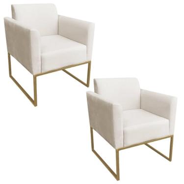 Imagem de Kit 2 Poltronas Decorativas Industrial Dourada S03 Bege