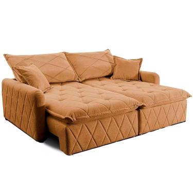 Imagem de Sofá 3 Lugares Cama Inbox Sublime Com Assento Retrátil Caramelo