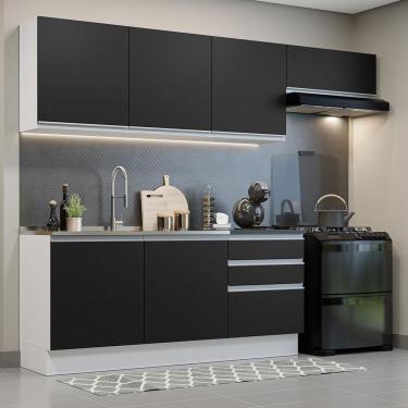 Imagem de Armário De Cozinha Completa 100% Mdf 260cm 03 Branco/preto