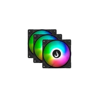 Imagem de Kit com 3 Ventoinhas Rise Mode X Led Rainbow, 120mm, Preto - RM-XLD-01-RBW