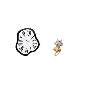 Imagem de Fenteer Escultura de Relógio de Parede em Acrílico Distorcido, Relógio Criativo Único com Efeito Derretido, Estátua de, Peça Decorativa de Luxo Par