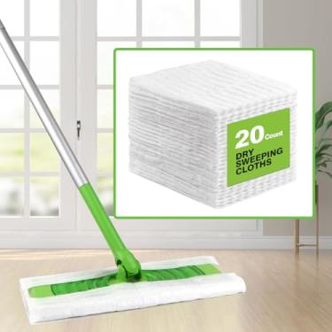 Imagem de 20 panos descartáveis de varredura a seco, refis de almofadas de esfregão para esfregar e limpar o chão