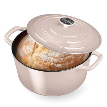 Imagem de Nuwave Panela de forno holandês de ferro fundido esmaltado saudável 6QT com tampa, esmalte resistente de 7 camadas, proteção aprimorada contra ferrugem, alças duplas, seguro para forno a 260 °C para