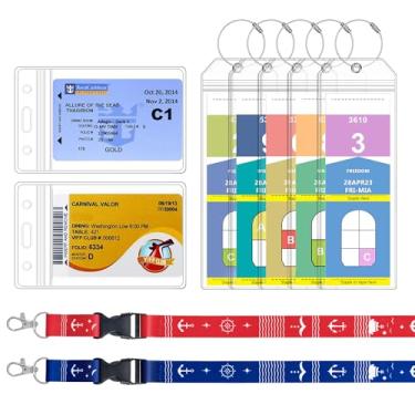Imagem de SEAVILIA Pacote com 5 porta-etiquetas de bagagem de cruzeiro e 2 pacotes de cordões de navio de cruzeiro com porta-crachá à prova d'água, Cruise Essentials 2025 para NCL, princesa, carnaval, Royal
