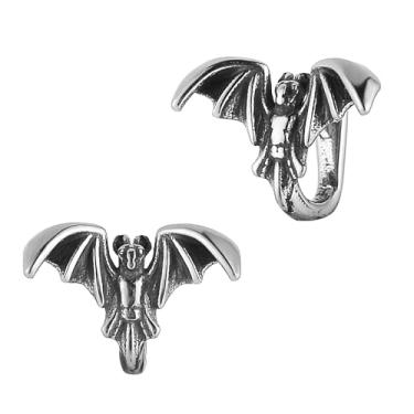 Imagem de HZMAN Anéis de nariz falsos de aço inoxidável gótico para homens, clipe de morcego/coelho, joia de nariz para mulheres, joias ajustáveis não perfuradas, Aço inoxidável, Sem Pedra Preciosa