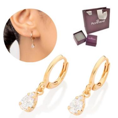 Imagem de Argola Rommanel Gota De Zircônias Presente Feminino 527237