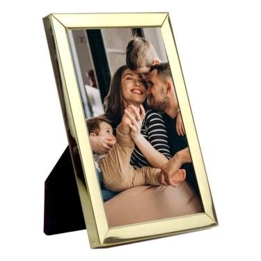 Imagem de 2X Porta Retrato Moldura Em Metal Dourado 10X15 Luxo Clássic