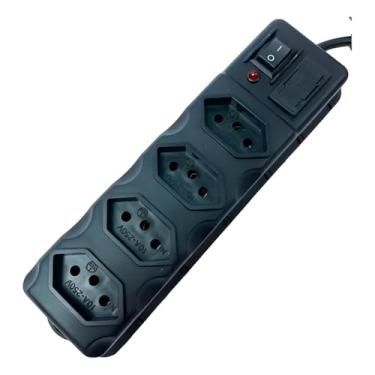 Imagem de Filtro de Linha com 4 Tomadas, Preto, Cabo 1m, Chave Liga/Desliga com LED, Bivolt, Potência 1270w-2200w, Proteção contra Surtos