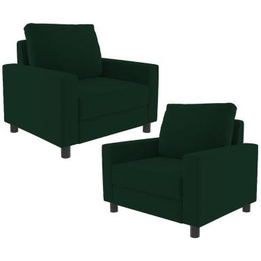 Imagem de Kit 02 Poltronas Malta L02 Suede Verde Musgo