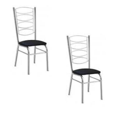 Imagem de Kit 2 Cadeiras Gisele Cromada Com Reforço-assento Corino Preto