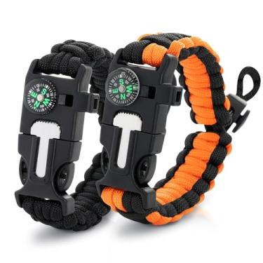 Imagem de Pulseiras táticas de paracord para homens – Pulseira de sobrevivência para uso diário com cordão de nylon – Acessório de mão elegante com fivela de liberação rápida para acampamento, caminhada