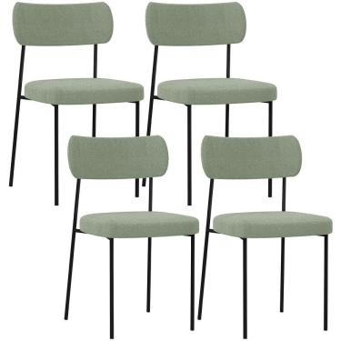 Imagem de Kit 04 Cadeiras Decorativa Para Sala De Jantar Melina L02 Bouclê Oliva