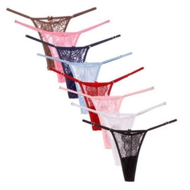 Imagem de Kit 5 Calcinha Tanga Feminina Microfibra Com Regulagem Lateral Fio Den