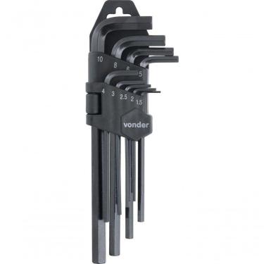 Imagem de Jogo Chave Allen 1,5-10,0mm Tipo L Curta Com 9 Peças Vonder