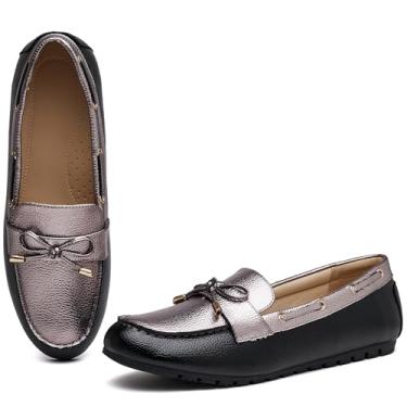 Imagem de Mocassim feminino casual na sapatilha elegante e confortável, Prateado, preto, 40