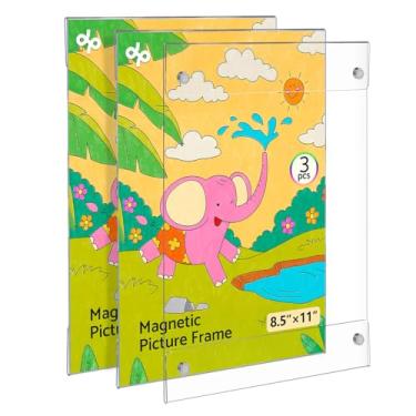 Imagem de HIIMIEI Suporte de placa de acrílico magnético 21 cm x 28 cm, suporte transparente para documentos, molduras de arte de exibição para geladeira, porta, quadros brancos (pacote com 3)