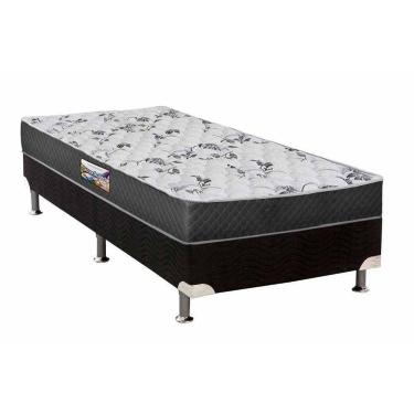 Imagem de Cama Box Solteiro: Colchão Anatômico Herval D28/Ep Ortopedic Black+ Base Crc Suede Black(88X188)