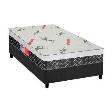 Imagem de Cama Box Solteiro: Colchão Anatômico Plumatex D28/EP Falcon Ultra Firme + Base CRC Suede Gray(88x188)