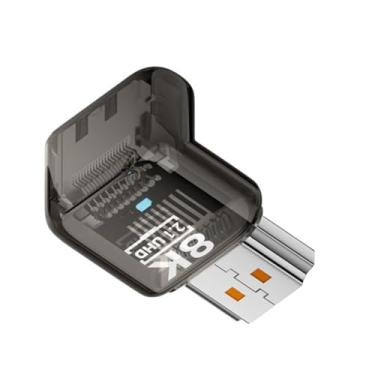 Imagem de NFHK Extensor adaptador de extensão UHD de 90 graus HDMI macho para HDMI 2.1 fêmea UHD transparente com LED inteligente 8K 60hz HDTV