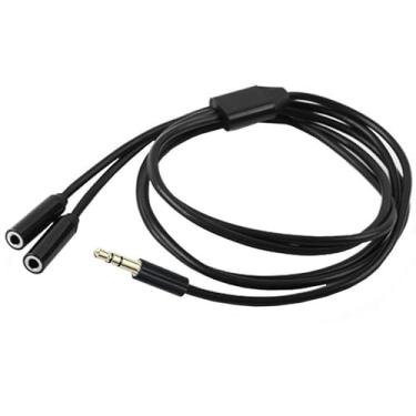 Imagem de SHANFEILU Divisor de áudio de fone de ouvido 3,5 mm macho para 2 fêmeas duplas 3,5 mm TRS Y cabo divisor banhado a ouro para laptop, smartphone, PC, alto-falante de fone de ouvido MP3/4, 0,8 m