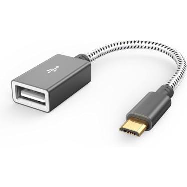 Imagem de Adaptador USB para micro USB, 0,15 m, macho para fêmea, para dispositivos Micro-B, pen drive, mouse, teclado, controle de jogo, cinza espacial de alumínio