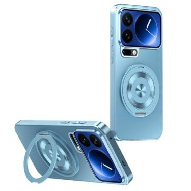 Imagem de HAOMRIYL Capa para Xiaomi 17 Pro Max/17 Pro/17, suporte de anel giratório magnético, proteção de lente de carregamento sem fio, capa rígida de policarbonato, azul, 17 Pro Max