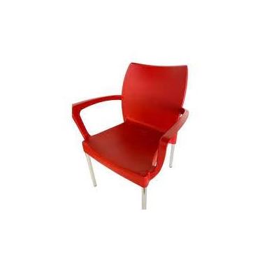 Imagem de Poltrona de Plástico Ergonômica, Design Amplo, Leve e Resistente, para Áreas Internas e Externas, Jardim, Varanda vermelha