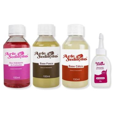 Imagem de Kit Base Cálcio Base Fosca Removedor Óleo Cutículas Manicure Unhas For