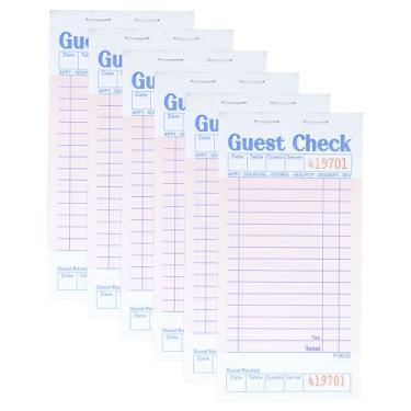 Imagem de Officeva Bloco de notas para servidor Guest Checks pacote com 6 300 pedidos, blocos de verificação de convidados rosa com recibo inferior, bloco de notas de garçonete para negócios de restaurante