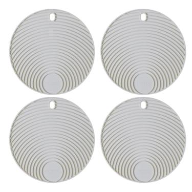 Imagem de Kit com 4 Descansos de Panela em Silicone Naxos – Apoio Antiderrapante com maior espessura para proteção térmica, Resistente ao Calor até 240 °C, Atóxico e Flexível. Redondo 17×17 cm. Cor: Cinza
