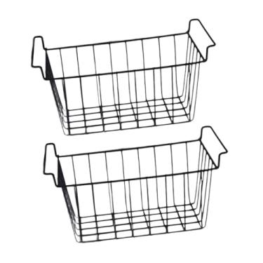 Imagem de Generic 2x Cestas de arame de aço para freezer, cesta de freezer, cesta de armazenamento de arame de metal doméstico para armário de acampamento, prateleiras, 47.5x24.5x20cm