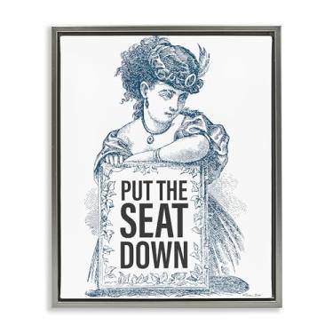 Imagem de Stupell Industries Put The Seat Down Vintage Gold Framed Floater Canvas Wall Art, design por Susan Ball, 78 x 63 cm