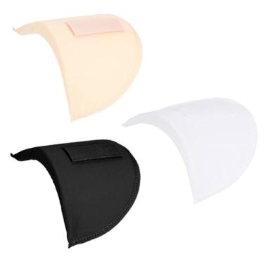 Imagem de 3 pares de ombreiras para roupas femininas, ombreiras embutidas com design antiderrapante, almofada de esponja macia reutilizável para blazer, ternos, jaquetas (preto, pele e branco)