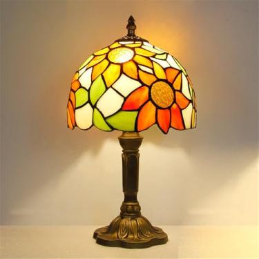 Imagem de Luminária de mesa vintage americana com LED, personalizada e criativa, para sala de estar, escritório, quarto infantil, casa de campo ou hotel, com vidro colorido (Estilo 40)
