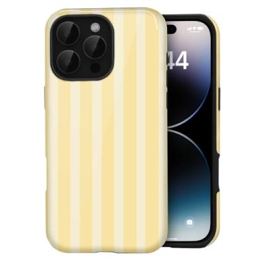 Imagem de Amzfield Capa compatível com iPhone 16 Pro, linda listrada, estética, retrô, design para mulheres, meninas, simples, chique, feminina, bonita, proteção híbrida de camada dupla, capa elegante para