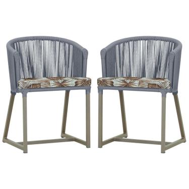 Imagem de 2 Cadeiras De Jantar Noronha Fendi Corda Náutica E6 Trama Prata