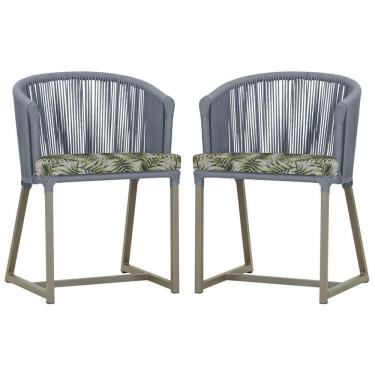 Imagem de 2 Cadeiras De Jantar Noronha Fendi Corda Náutica E5 Trama Prata