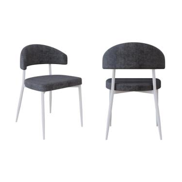 Imagem de 2 Unidades Cadeira Bless Fixa C/4 Pés 53 X 55 X 78cm Pés Brancos. Lautrec Grafite Lautrec Grafite