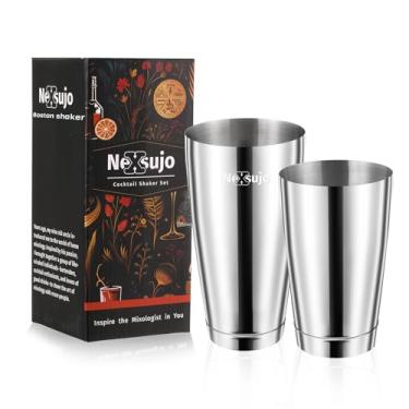 Imagem de Nexsujo Conjunto de coqueteleiras Boston, conjunto profissional de coqueteleira (510 g/800 ml), agitador de barra de aço inoxidável pesado para barman, à prova de vazamento e lavável na lava-louças