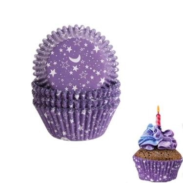 Imagem de Pacote com 100 forros de cupcake, embalagens de cupcake de grau alimentício, forros antiaderentes de papel à prova de gordura padrão para festa de aniversário de casamento, festivais de chá de bebê
