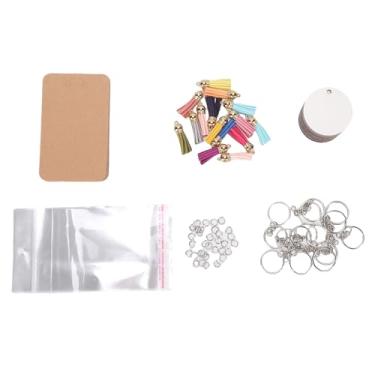 Imagem de Aramox Branco de Chaveiro de Sublimação de Dupla Face, Material MDF Premium, Presente Personalizado de Bricolage, Conjunto Inclui 15 Chaveiros, 30 Anéis de Salto, 15 Borla (Round)