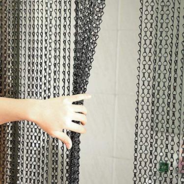 Imagem de Hapivida Cortina de metal, 90 x 214,5 cm, tira de corrente de metal de alumínio, controle de mosca, decoração de porta para decoração interna de janela de porta