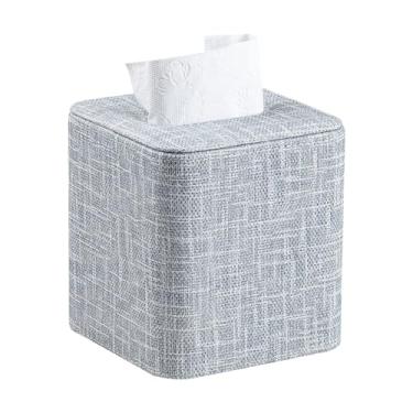 Imagem de Cretkhp Capa quadrada de caixa de lenços com fecho magnético, suporte de caixa de lenços de couro PU moderno para banheiro, bancada, cabeceira, quarto, mesa de escritório, suporte de lenço de cubo