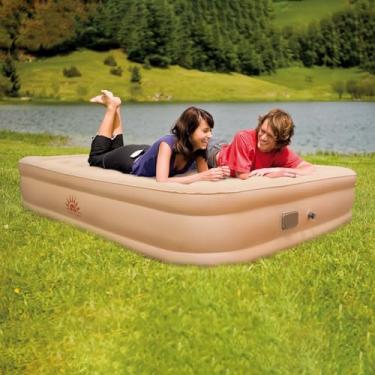 Imagem de Colchão Inflável para Casal, 203x154x44cm, com Bomba de Lítio Integrada - Ideal para Camping
