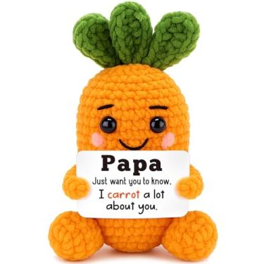 Imagem de Christmas Birthday Gifts for Grandpa from Granddaughter Grandson - Mini Handmade Crochet Carrot Birthday Gifts for New Papa Grandfather and Best Papa Unique Stocking Stuffer for Men Cheer Up Support