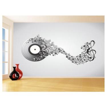 Imagem de Papel De Parede 3D Musica Vinil Notas Musicais 3,5M Mus58 - Você Decor