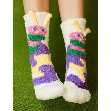 Imagem de Meias divertidas, macias, felpudas, aconchegantes, quentes, de pelúcia, para dormir, escola, meninas, meninos, fichas divertidas, confortáveis para presentes em casa, Antena, tamanho �nico